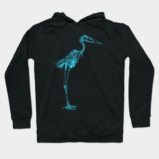 Stork Skeleton Blue Hoodie by Little Birds